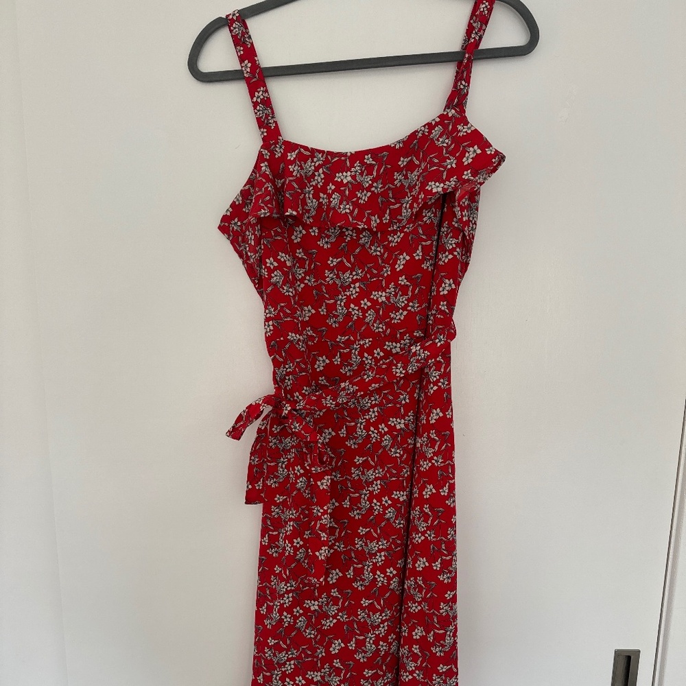 Banana Republic red floral midi dress